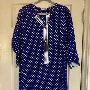 Natori Caftan Royal Blue and White